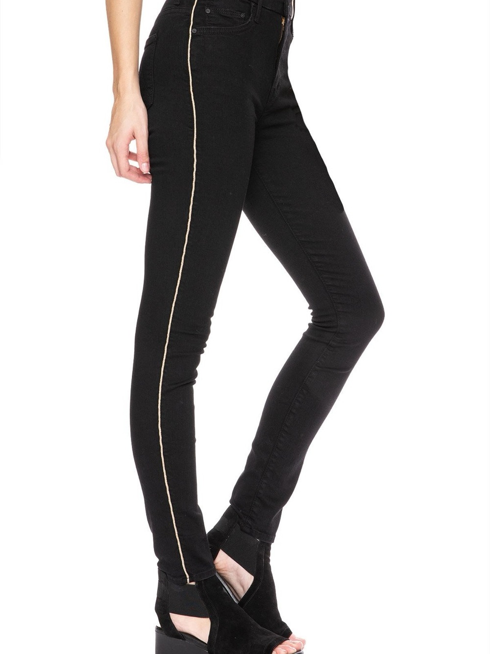 MOTHER High Waisted Looker "Not Guilty One Liner" Black Skinny Jeans Size 26
